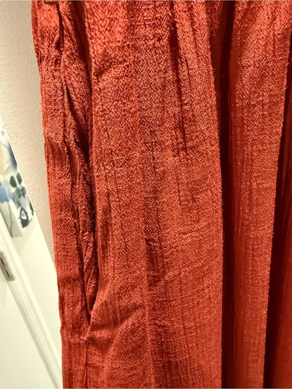 HALARA Rust Red Strapless Smocked Jumpsuit